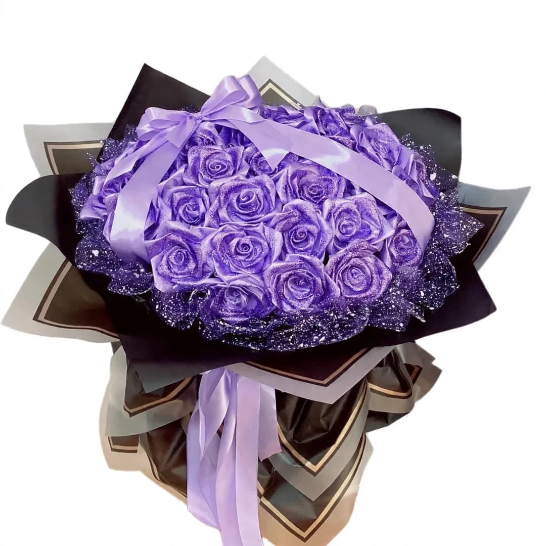 Royal Amethyst Glittering Rose Bouquet